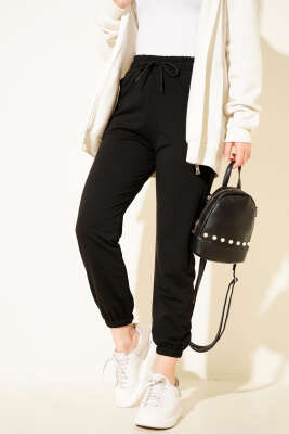 Beli Lastikli İki İplik Pantolon Siyah - Pantolon