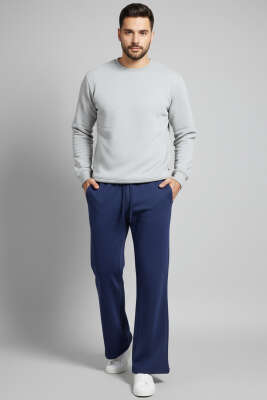 Beli Lastikli İspanyol Paça Erkek Pantolon Lacivert 