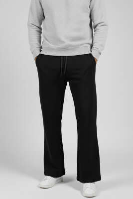 Beli Lastikli İspanyol Paça Erkek Pantolon Siyah 