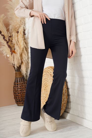 Beli Lastikli İspanyol Paça Lacivert Pantolon - ÇOK SATANLAR