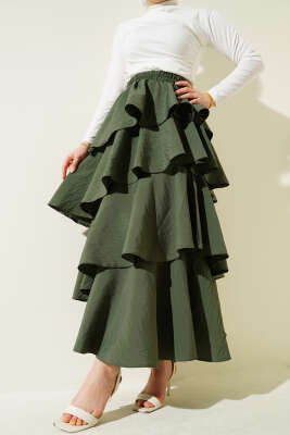 Beli Lastikli Kat Kat Etek Haki 