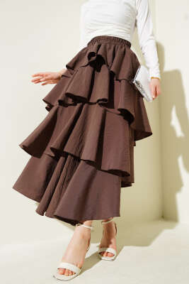 Beli Lastikli Kat Kat Etek Kahve 