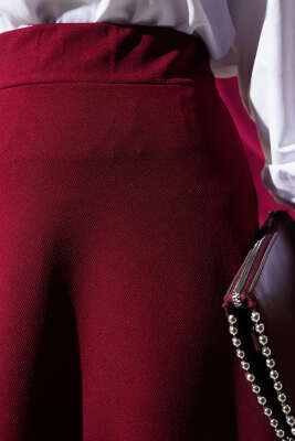 Beli Lastikli Kloş Basic Etek Bordo - Uzun Etek