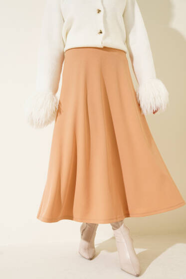 Beli Lastikli Kloş Basic Etek Büsküvi - Etek