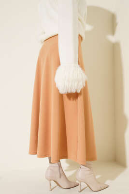 Beli Lastikli Kloş Basic Etek Büsküvi - Etek