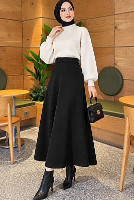 Beli Lastikli Kloş Basic Etek Siyah - 100-300 TL Ürünler