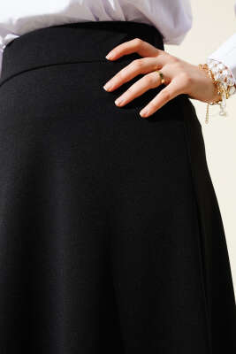 Beli Lastikli Kloş Basic Etek Siyah - Uzun Etek