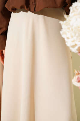 Beli Lastikli Kloş Dabıl Etek Bej - Etek