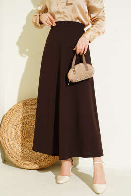 Beli Lastikli Kloş Dabıl Etek Kahve - ERME