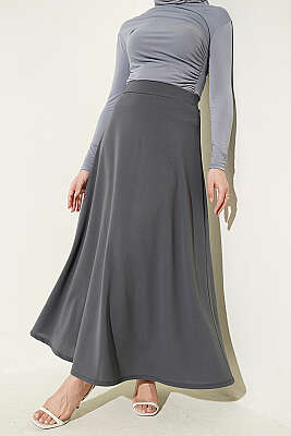 Beli Lastikli Kloş Dabıl Etek Kayrak Grisi - ERME