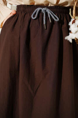 Beli Lastikli Kloş Paraşüt Etek Kahve - Etek