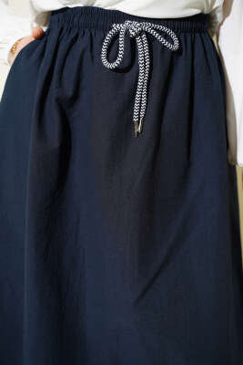 Beli Lastikli Kloş Paraşüt Etek Lacivert - Etek