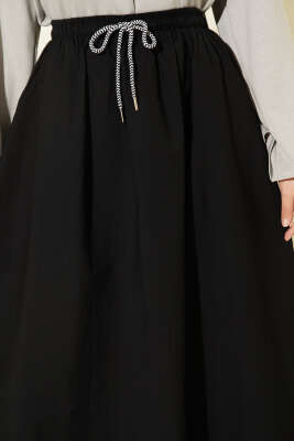 Beli Lastikli Kloş Paraşüt Etek Siyah - Etek