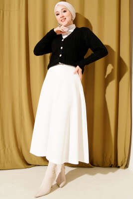 Beli Lastikli Kloş Scuba Etek Beyaz - Etek