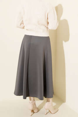 Beli Lastikli Kloş Scuba Etek Füme - Etek