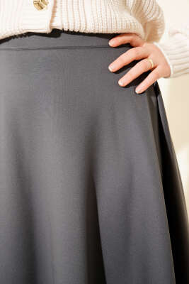 Beli Lastikli Kloş Scuba Etek Füme - Etek