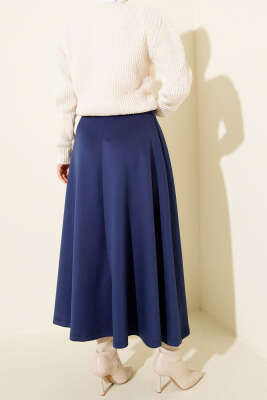 Beli Lastikli Kloş Scuba Etek Lacivert - Etek