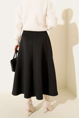 Beli Lastikli Kloş Scuba Etek Siyah - Etek