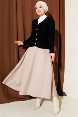 Beli Lastikli Kloş Scuba Etek Vizon - Etek