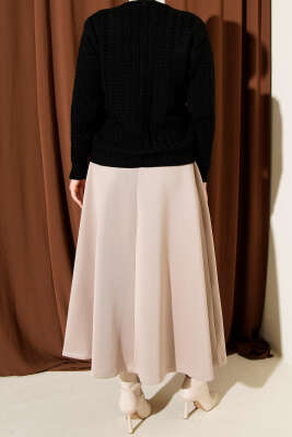 Beli Lastikli Kloş Scuba Etek Vizon - Etek