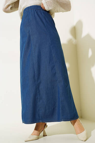 Beli Lastikli Kot Etek - Kot Etek