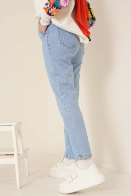 Beli Lastikli Kot Pantolon Açık Mavi - Pantolon