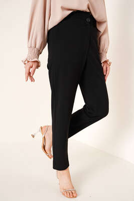 Beli Lastikli Kumaş Pantolon Siyah