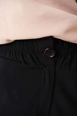 Beli Lastikli Kumaş Pantolon Siyah - Pantolon