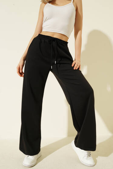 Beli Lastikli Loyşa Pantolon Siyah - Kadın Giyim Modelleri
