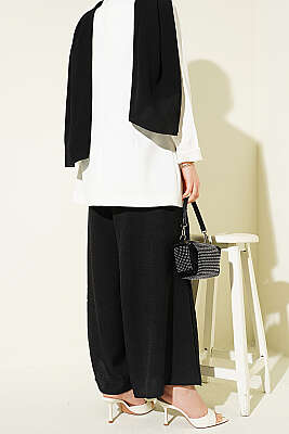 Beli Lastikli Oversize Paçalı Pantolon Siyah - Pantolon