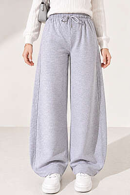 Beli Lastikli Oversize Pantolon Gri - DESTİNA