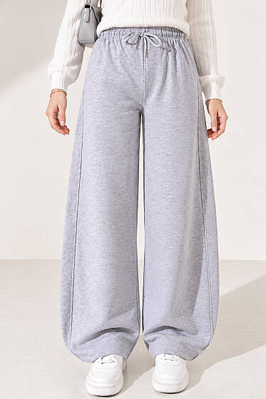 Beli Lastikli Oversize Pantolon Gri - Pantolon