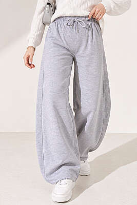 Beli Lastikli Oversize Pantolon Gri - Pantolon