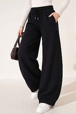 Beli Lastikli Oversize Pantolon Siyah - DESTİNA