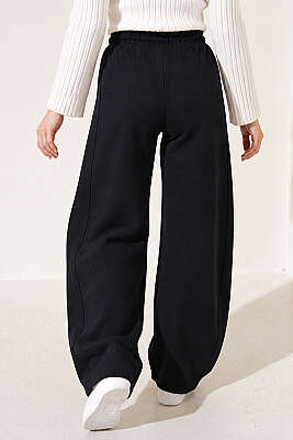 Beli Lastikli Oversize Pantolon Siyah - Pantolon