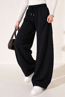 Beli Lastikli Oversize Pantolon Siyah - Pantolon