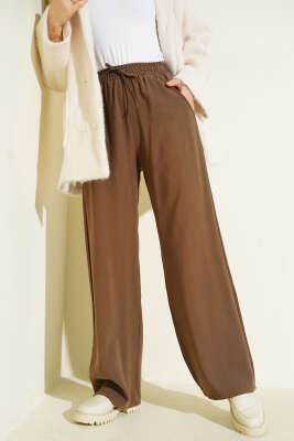 Beli Lastikli Palazzo Pantolon Kahve - Pantolon