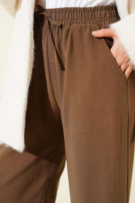Beli Lastikli Palazzo Pantolon Kahve - Pantolon