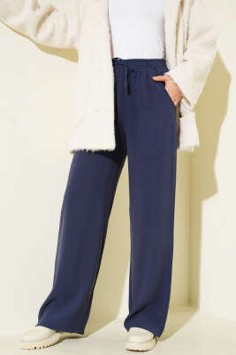 Beli Lastikli Palazzo Pantolon Lacivert - HEPYEK