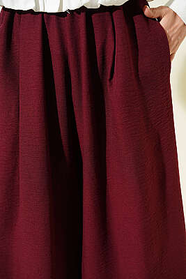 Beli Lastikli Pantolon Etek Bordo - Pantolon