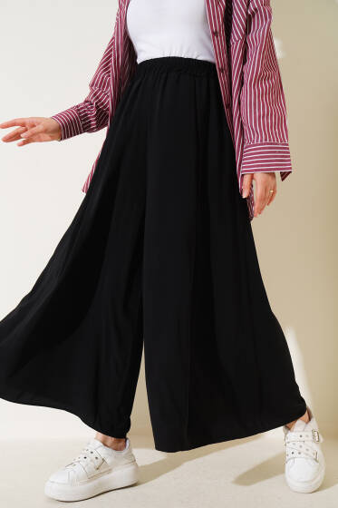 Beli Lastikli Pantolon Kumaş Pantolon Siyah - Pantolon