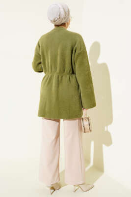 Beli Lastikli Sakallı Yumoş Hırka Çağla Yeşili - Hırka