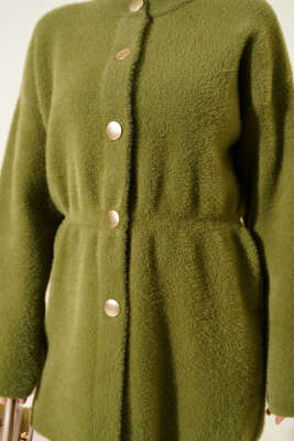 Beli Lastikli Sakallı Yumoş Hırka Çağla Yeşili - Hırka