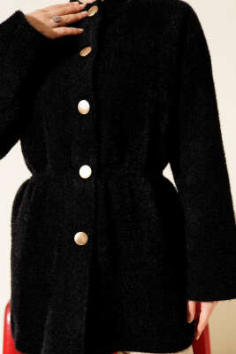 Beli Lastikli Sakallı Yumoş Hırka Siyah - Hırka