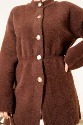 Beli Lastikli Sakallı Yumoş Hırka Kahve - Hırka