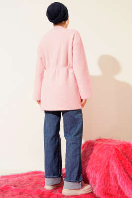 Beli Lastikli Sakallı Yumoş Hırka Pudra - Hırka