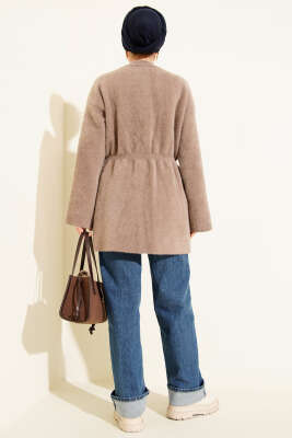 Beli Lastikli Sakallı Yumoş Hırka Sütlü Kahve - Hırka