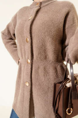 Beli Lastikli Sakallı Yumoş Hırka Sütlü Kahve - Hırka