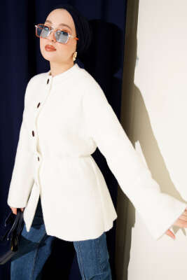 Beli Lastikli Sakallı Yumoş Hırka Ekru - ARISOY