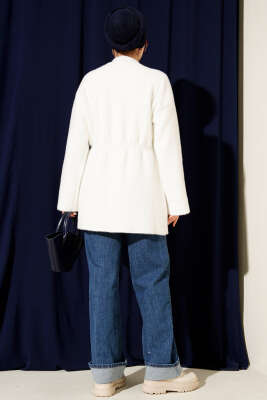 Beli Lastikli Sakallı Yumoş Hırka Ekru - Hırka